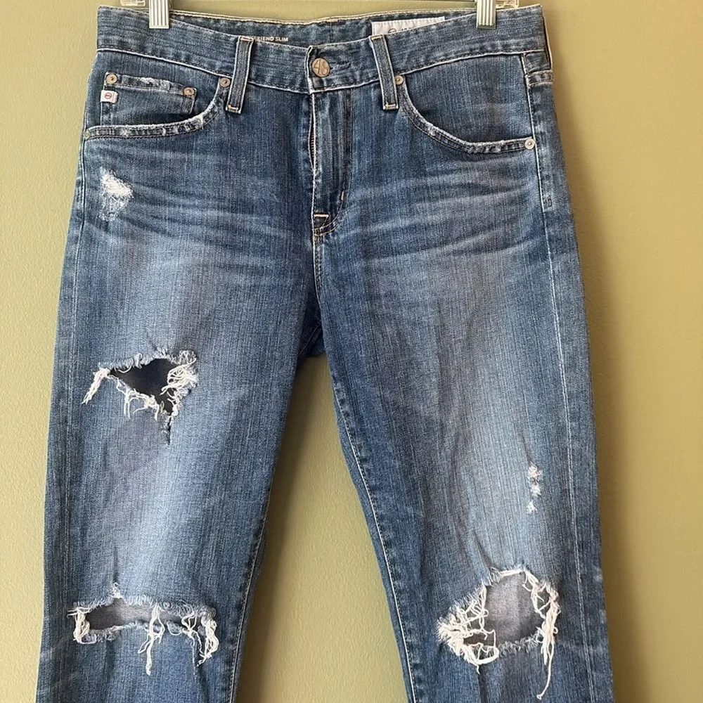 AG Adriano Goldschmied Distressed The Ex Boyfriend Slim Jeans Medium Wash Sz 26R
